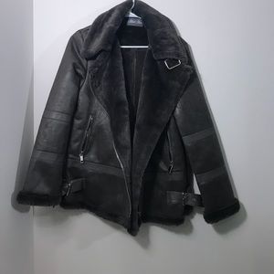 Shearling coat faux fur